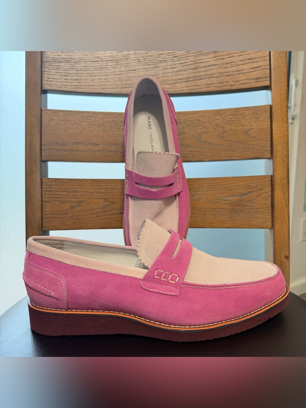 Marc Nolan ABE DUSTY ROSE SUEDE PENNY LOAFERS men sz 9